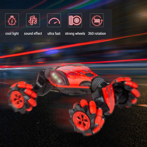 RC Stunt Car, Red, Amazing Toy with Remote Control
